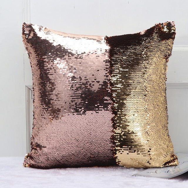 Double Colored Sequin Cushion Covers