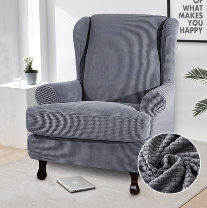 Sloping Arm Wing Back Chair Cover Elastic Armchair