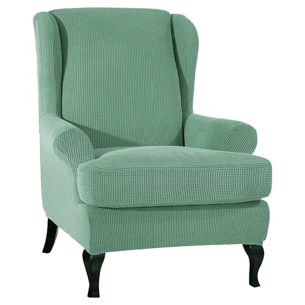 Sloping Arm Wing Back Chair Cover Elastic Armchair
