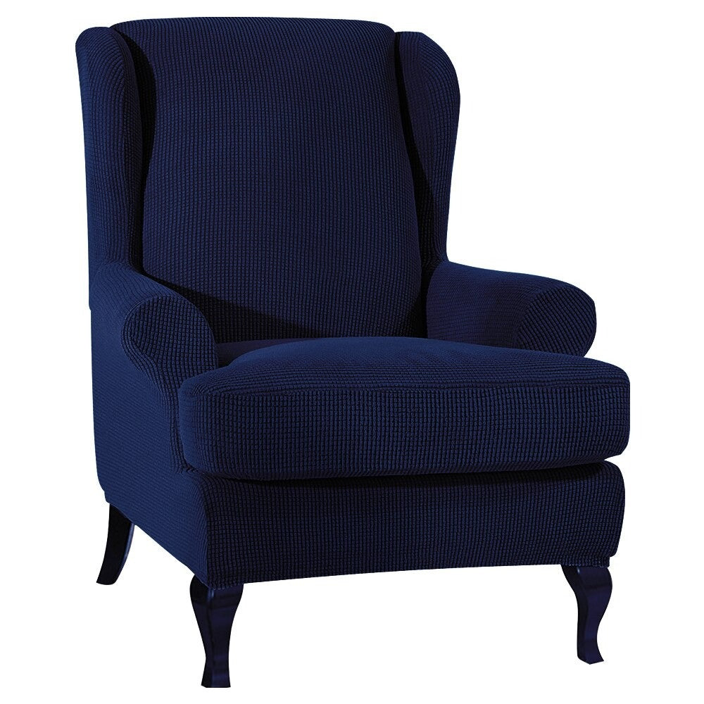 Sloping Arm Wing Back Chair Cover Elastic Armchair